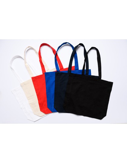 Baumwolltasche mit Seitenfalte und lange Henkel
